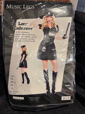 Music Legs Law Enforcer Costume Black & White Small